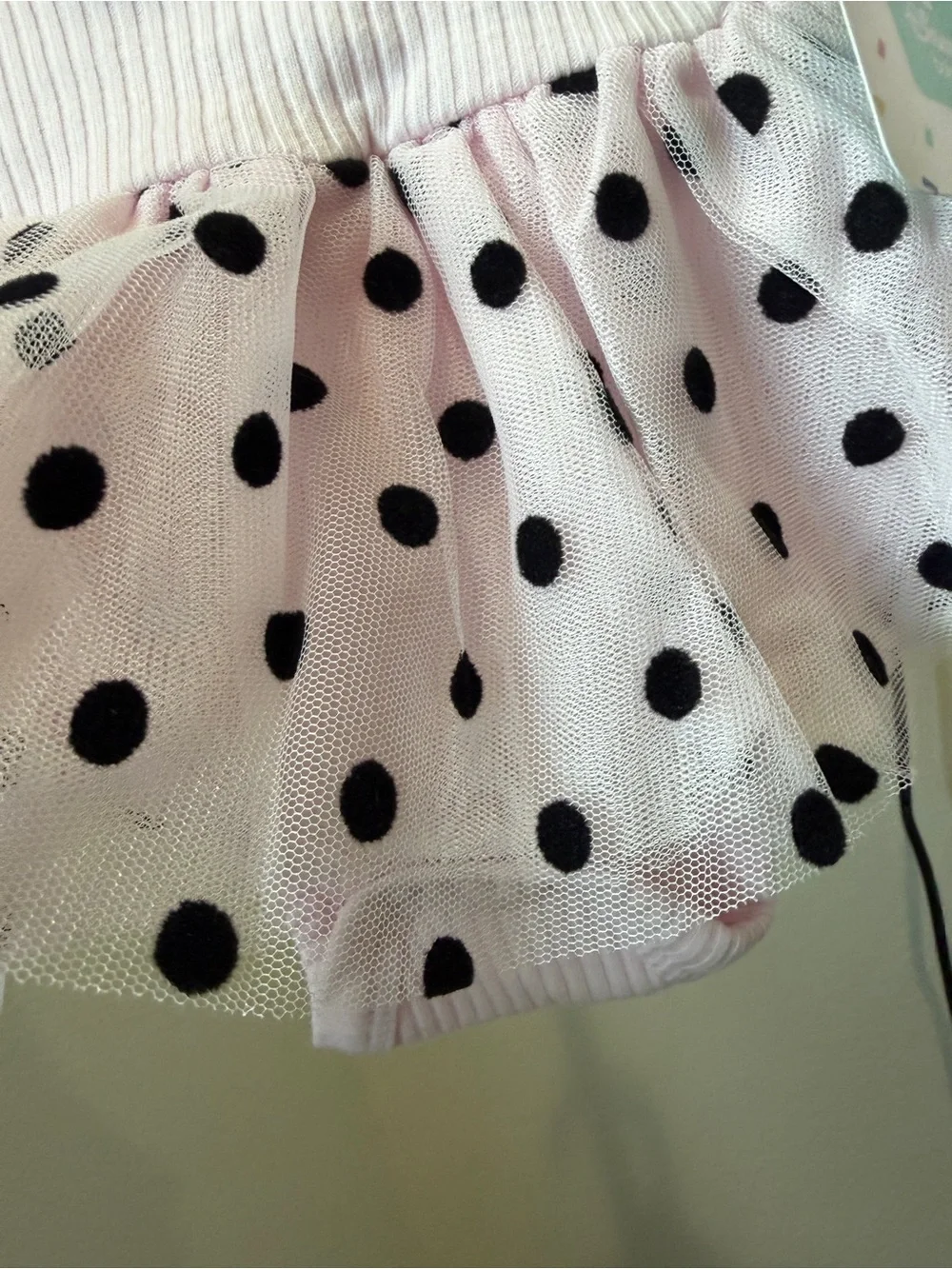 NWT, Disney Pink Baby Girl Minnie-Inspired Long Sleeve Tulle Skirt onesie, 0-3m